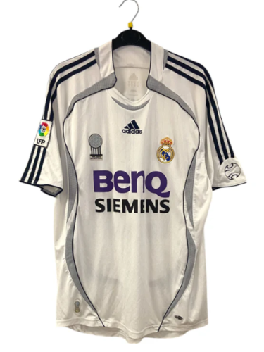 with LFP Patch Retro Jersey 2006-2007 Real Madrid BECKHAM 23 Home Soccer Jersey Vintage Football Shirt