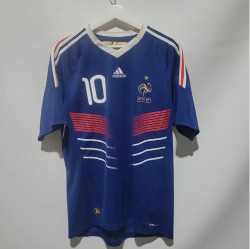 with World Cup Patch Retro Jersey 2010 France ZIDANE 10 Home Soccer Jersey Vintage Football Shirt