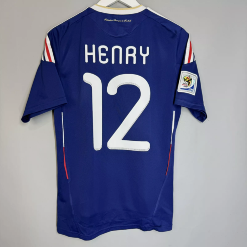 with World Cup Patch Retro Jersey 2010 France HENRY 12 Home Soccer Jersey Vintage Football Shirt