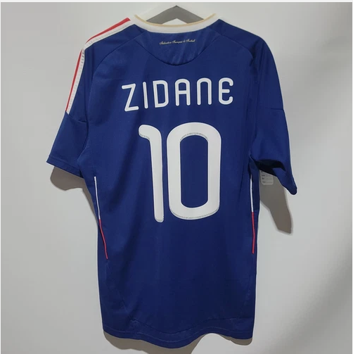 with World Cup Patch Retro Jersey 2010 France ZIDANE 10 Home Soccer Jersey Vintage Football Shirt