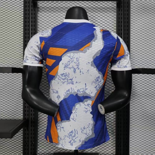 Player Version 2025-2026 Real Madrid Blue White Orange Special Edition Soccer Jersey Real Football Shirt