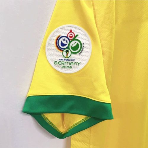 with Euro 2006 Patch Retro Jersey 2006 Brazil RONALDO 9 Home Yellow Soccer Jersey Vintage Brasil Camisetas de Futbol