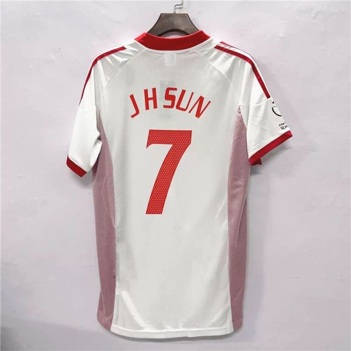 with Patch Retro Jersey 2002 China J H SUN 7 Away White Soccer Jersey Vintage Football Shirt