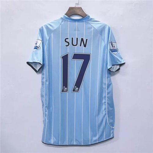 with EPL Patch Retro Jersey 2007-2008 Manchester City SUN 17 Home Soccer Jersey Vintage Man City Football Shirt