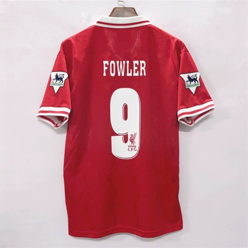 with EPL Patch Retro Jersey 1996-1997 Liverpool FOWLER 9 Home Red Soccer Jersey Vintage Football Shirt