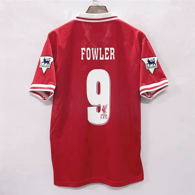 with EPL Patch Retro Jersey 1996-1997 Liverpool FOWLER 9 Home Red Soccer Jersey Vintage Football Shirt