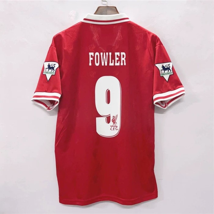 with EPL Patch Retro Jersey 1996-1997 Liverpool FOWLER 9 Home Red Soccer Jersey Vintage Football Shirt