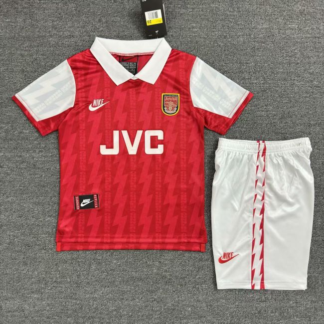 Retro Youth Uniform Kids Kit 1994-1996 Arsenal Home Soccer Jersey Shorts Vintage Child Football Set