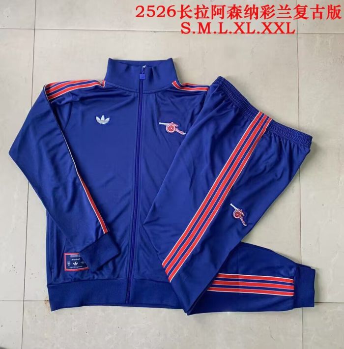 Retro Model 2025-2026 Arsenal Dark Blue Soccer Training Jacket Football Jacket and Pants
