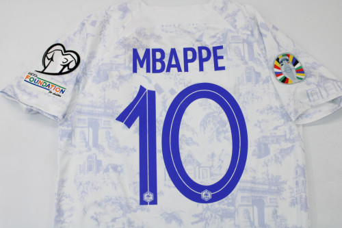 with winnter+2024 Euro Qualifier Patch Retro Jersey 2022 France MBAPPE 10 Away White Soccer Jersey
