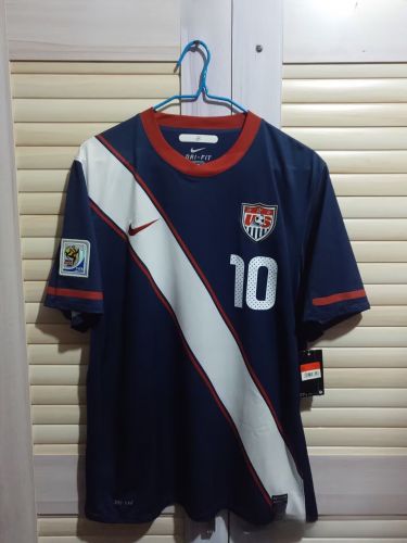 with World Cup Patch Retro Jersey 2010 USA DONOVAN 10 Away Blue Soccer Jersey United States Vintage Football Shirt