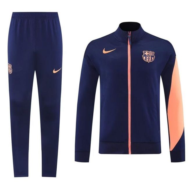 2025-2026 Barcelona Dark Blue/Orange Soccer Windbreaker Jacket and Pants Football Tracksuit
