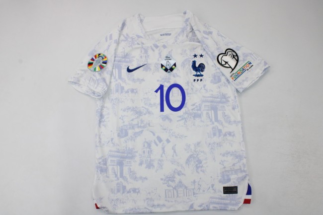 with winnter+2024 Euro Qualifier Patch Retro Jersey 2022 France Away White Soccer Jersey