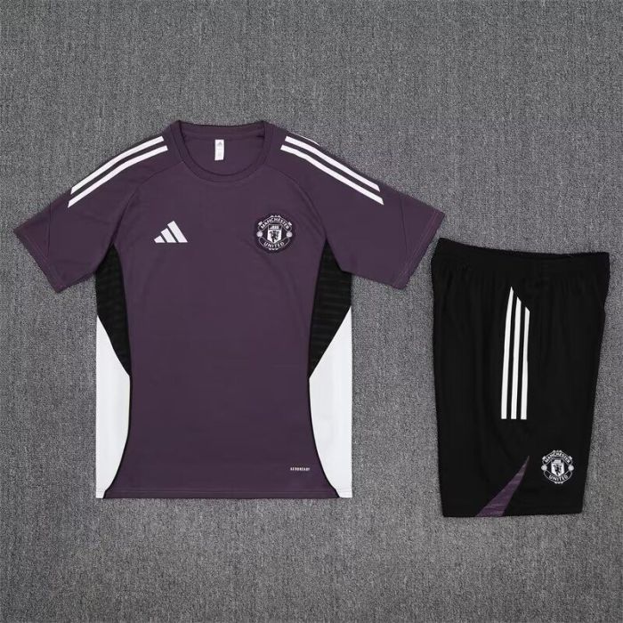 Adult Uniform 2025-2026 Manchester United Purple Soccer Training Jersey and Shorts Football Kits