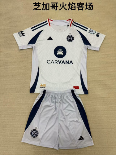 Adult Uniform 2025-2026 Chicago Fire Away White Soccer Jersey Shorts Men's Football Kit