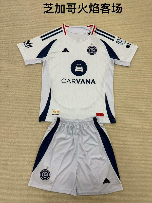 Adult Uniform 2025-2026 Chicago Fire Away White Soccer Jersey Shorts Men's Football Kit