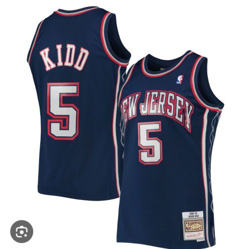 Mitchell&ness 2006-07 Brooklyn Nets 5 KIDD Dark Blue NBA Shirt Basketball Jersey