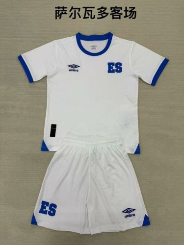 Youth Uniform Kids Kit 2025 El Salvador Away White Soccer Jersey Shorts Child Football Set