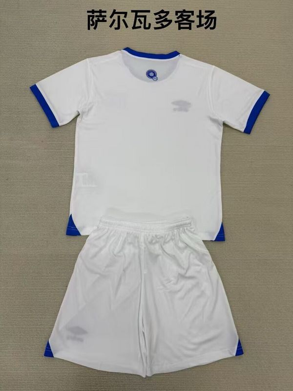 Adult Uniform Kids Kit 2025 El Salvador Away White Soccer Jersey Shorts Child Football Set