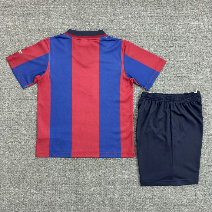 Retro Youth Uniform Kids Kit 1998-1999 Barcelona Home Soccer Jersey Shorts Vintage Child Football Set