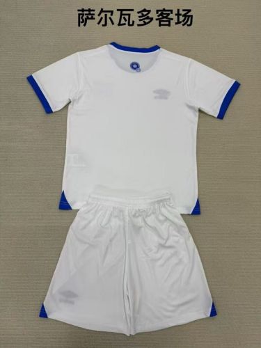 Youth Uniform Kids Kit 2025 El Salvador Away White Soccer Jersey Shorts Child Football Set