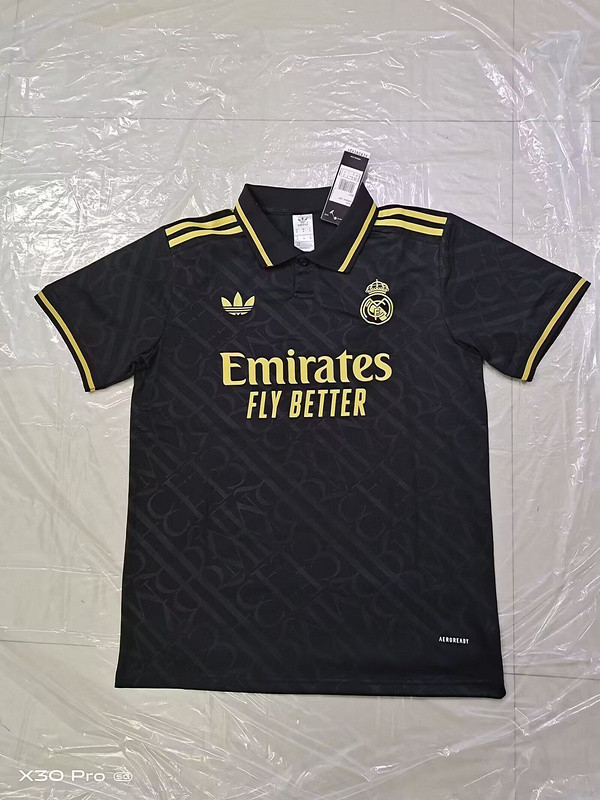 Fans Version 2025-2026 Real Madrid Black/Gold Soccer Polo