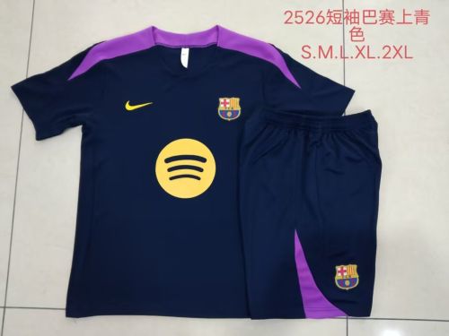 Adult Uniform 2025-2026 Barcelona Dark Blue/Purple Soccer Training Jersey and Shorts Football Kits