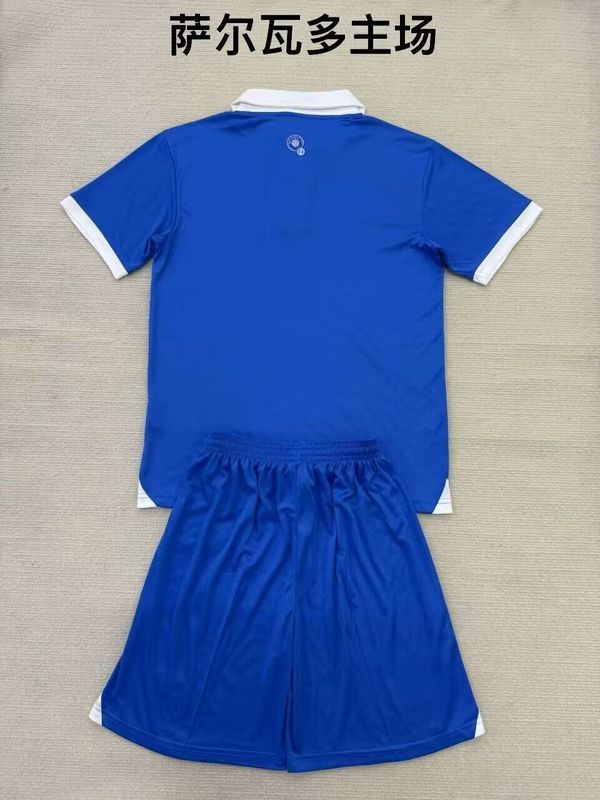 Youth Uniform Kids Kit 2025 El Salvador Home Soccer Jersey Shorts Child Football Set