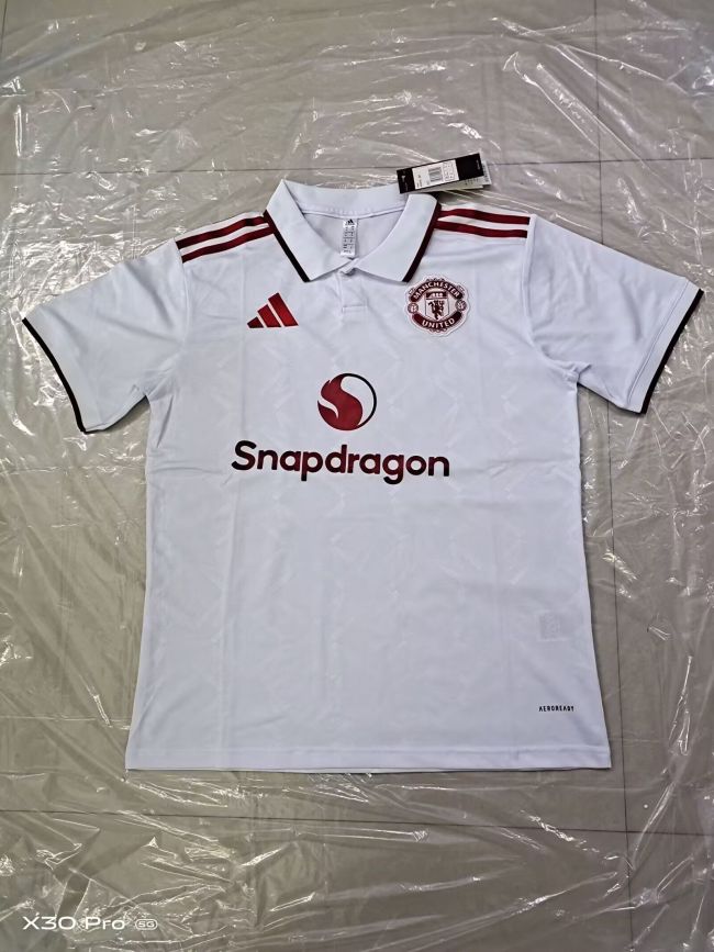 Fan Version 2025-2026 Manchester United White/Red Soccer Polo