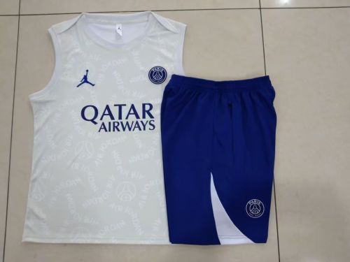 Adult Uniform 2025-2026 PSG White Soccer Training Vest and Shorts Football Set