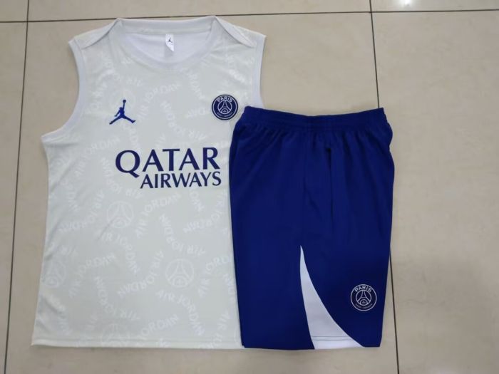 Adult Uniform 2025-2026 PSG White Soccer Training Vest and Shorts Football Set