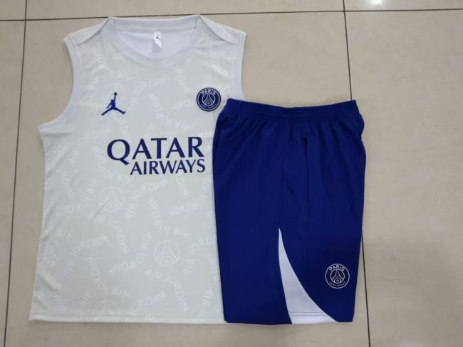 Adult Uniform 2025-2026 PSG White Soccer Training Vest and Shorts Football Set