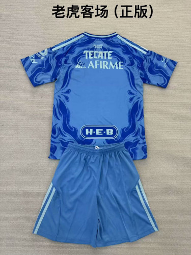 Adult Uniform 2025-2026 Tigres UANL Away Blue Soccer Jersey Shorts Men's Football Kit