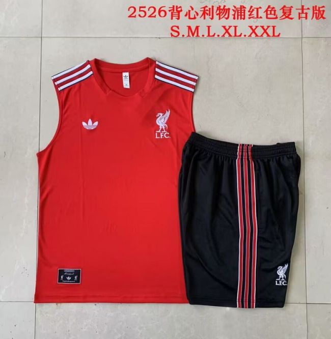 Adult Uniform 2025-2026 Liverpool Red Soccer Training Vest and Shorts Football Set
