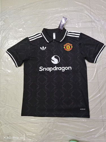 Fan Version 2025-2026 Manchester United Black/White Soccer Polo