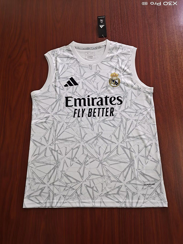 2025-2026 Real Madrid White/Grey Soccer Training Vest Football Shirt