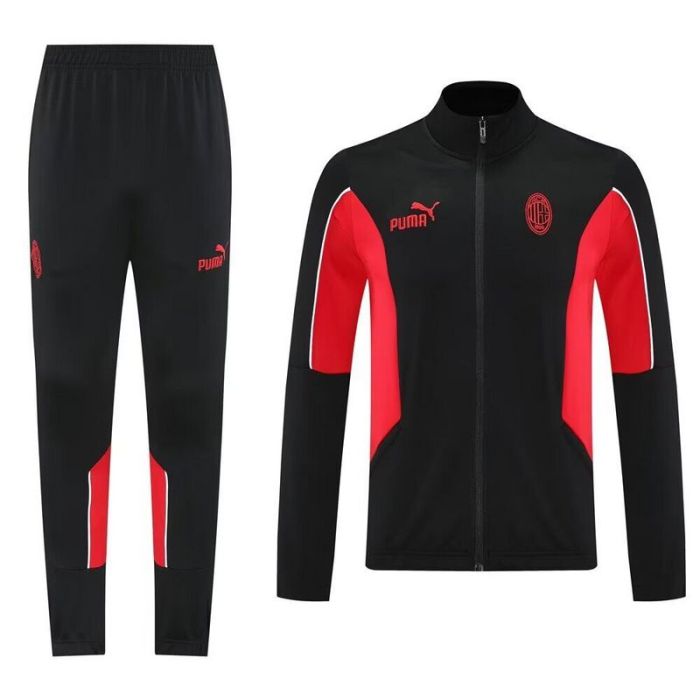 2025-2026 AC MILAN Black/Red Soccer Windbreaker Jacket and Pants Football Tracksuit