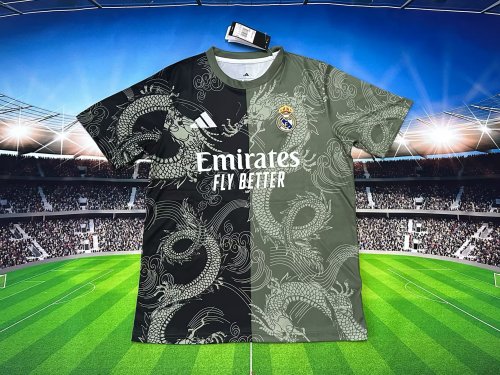 Fans Version 2025-2026 Real Madrid Black/Green Dragon Soccer Jersey Real Football Shirt