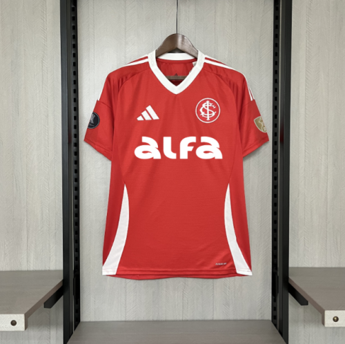 with 2 Patches+Sponor Logo Fans Version 2025-2026 Sport Club Internacional Home Soccer Jersey Football Shirt