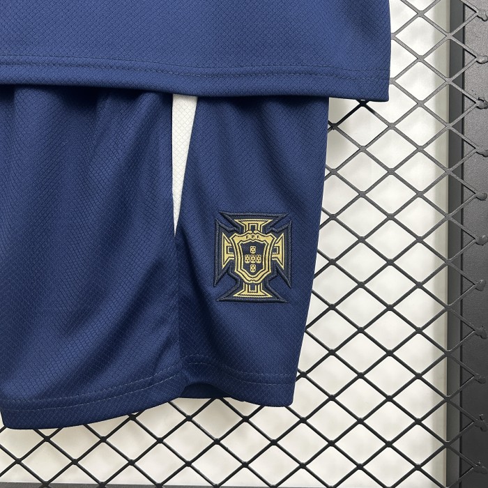 Youth Uniform Kids Kit 2025-2026 Portugal Dark Blue/White Soccer Training Jersey Shorts Child Football Set