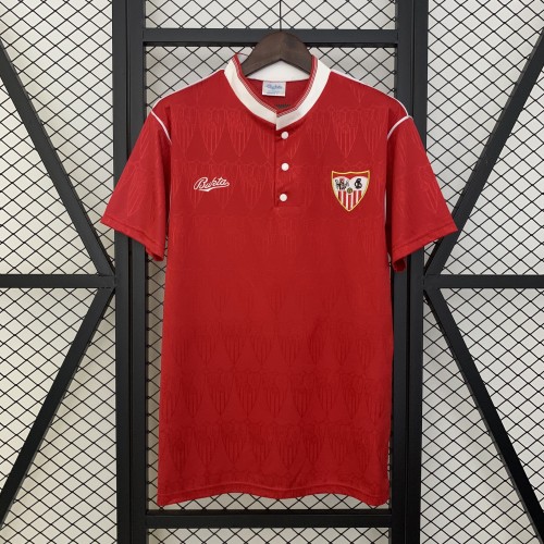 Retro Jersey 1991-1992 Sevilla Away Red Soccer Jersey Football Shirt