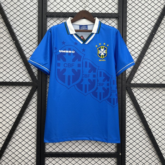 Retro Jersey 1993-1994 Brazil Away Blue Soccer Jersey Vintage Brasil Camisetas de Futbol