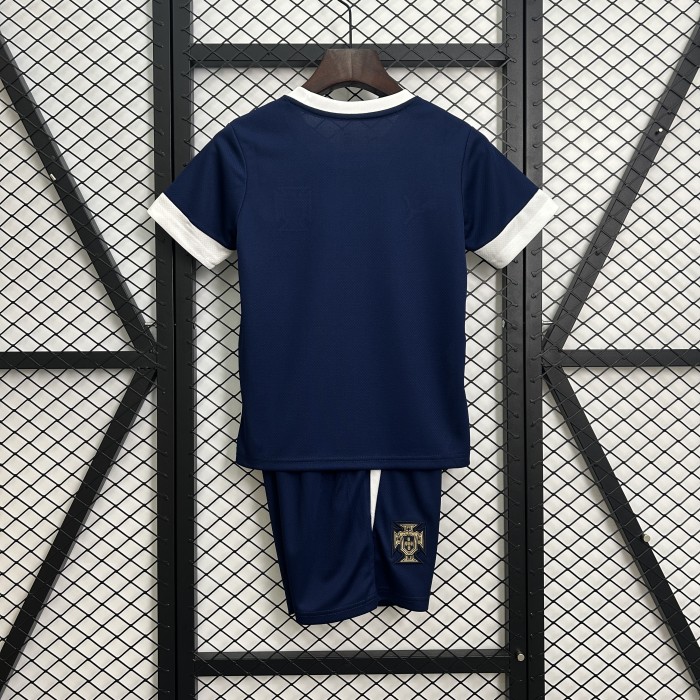 Youth Uniform Kids Kit 2025-2026 Portugal Dark Blue/White Soccer Training Jersey Shorts Child Football Set
