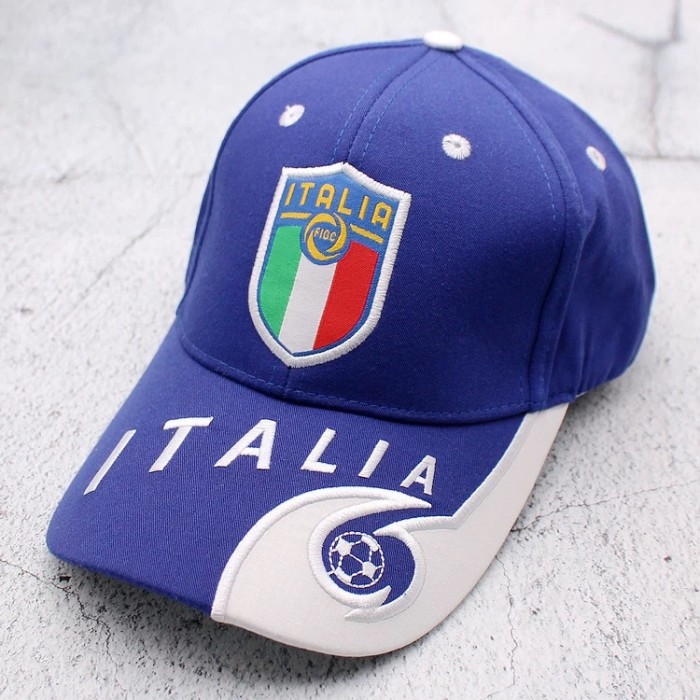 Italy Blue Cotton Soccer Hats Italia Football Cap