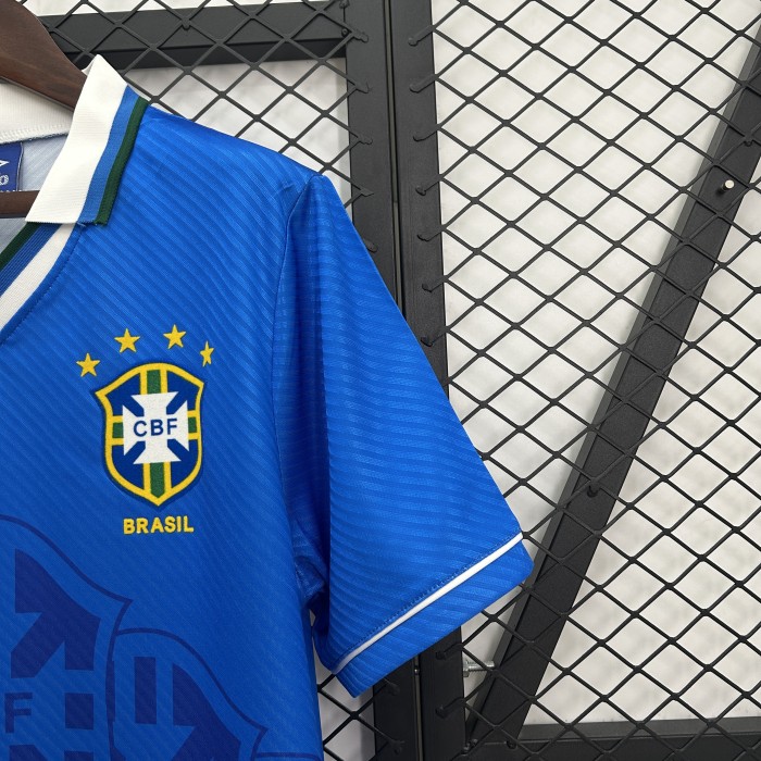 Retro Jersey 1993-1994 Brazil Away Blue Soccer Jersey Vintage Brasil Camisetas de Futbol