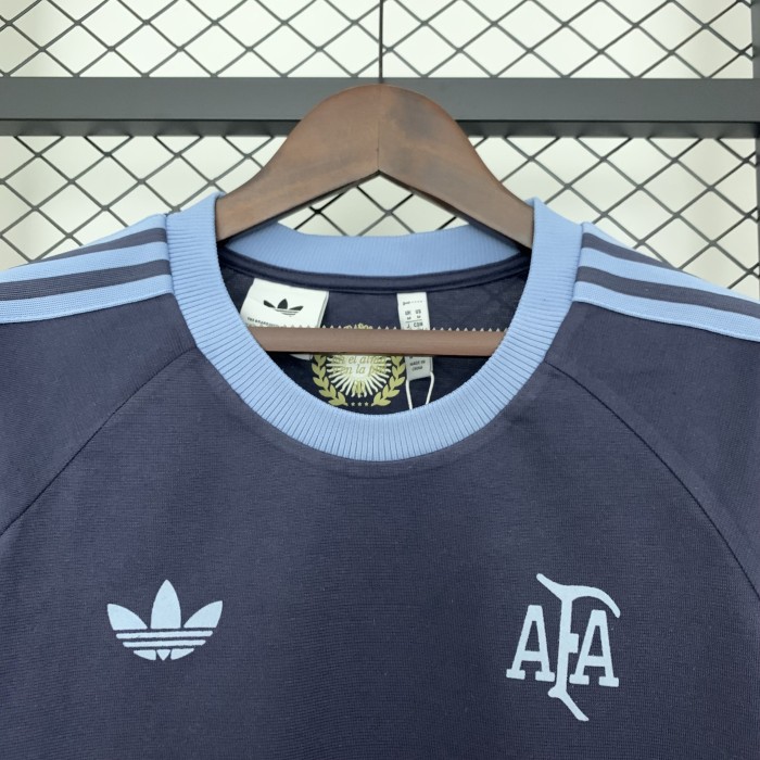 Fan Version Argentina 2024 Dark Blue Cotton Soccer T-shirt