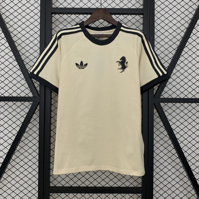 Retro Model Maillot Juve Shirt Juventus 2025-2026 Beige Cotton Soccer Jersey Football Shirt