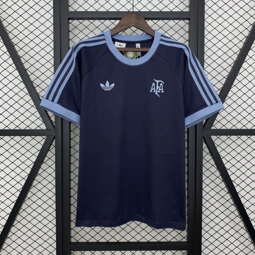 Fan Version Argentina 2024 Dark Blue Cotton Soccer T-shirt