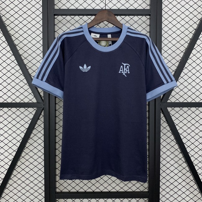 Fan Version Argentina 2024 Dark Blue Cotton Soccer T-shirt