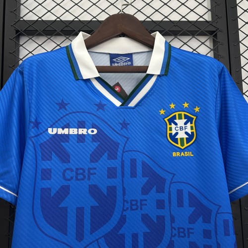 Retro Jersey 1993-1994 Brazil Away Blue Soccer Jersey Vintage Brasil Camisetas de Futbol